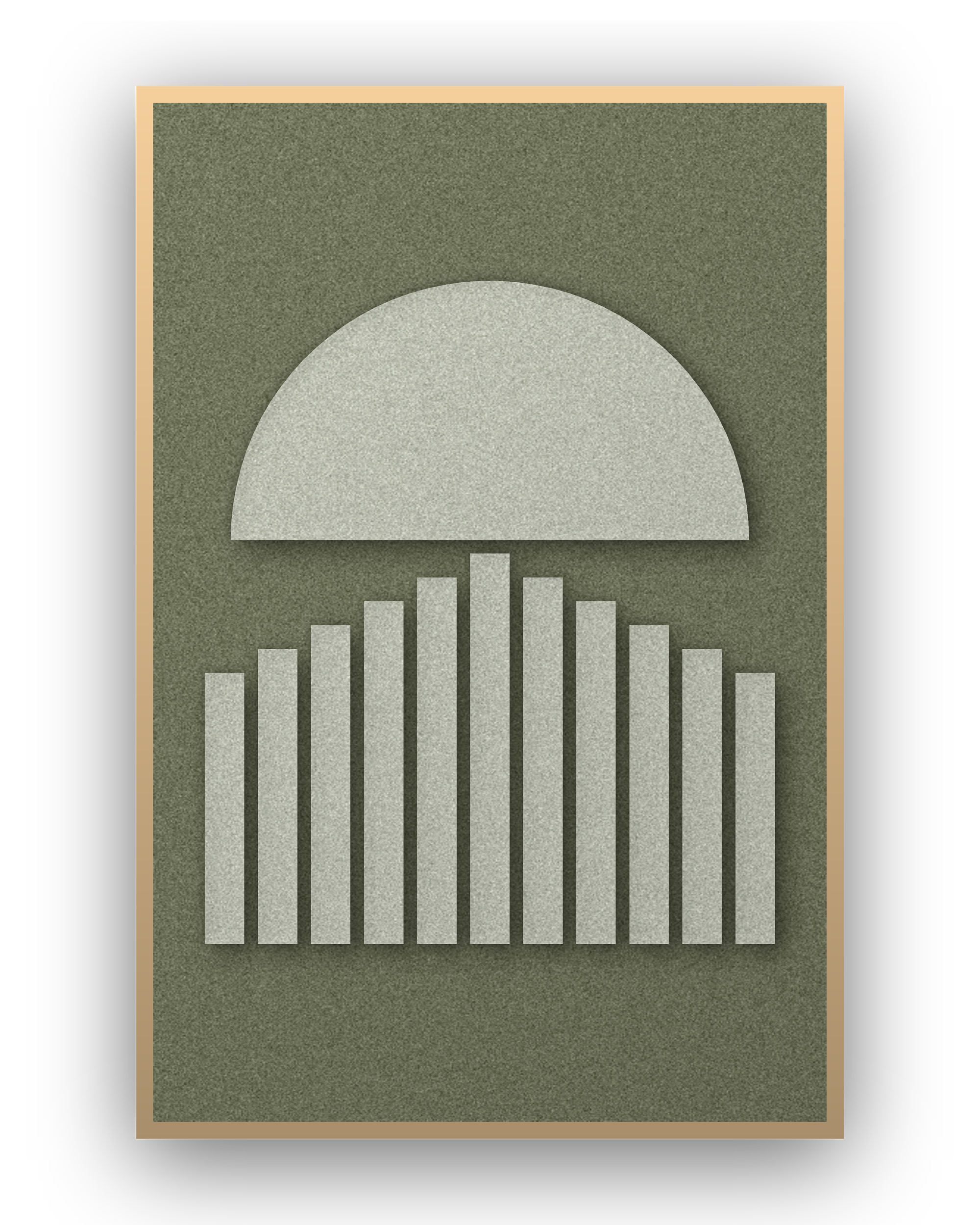 Panneau en feutre acoustique Sunset Stripes Fern, cadre caisse naturel