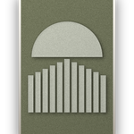 Panneau en feutre acoustique Sunset Stripes Fern avec cadre caisse blanc, détouré