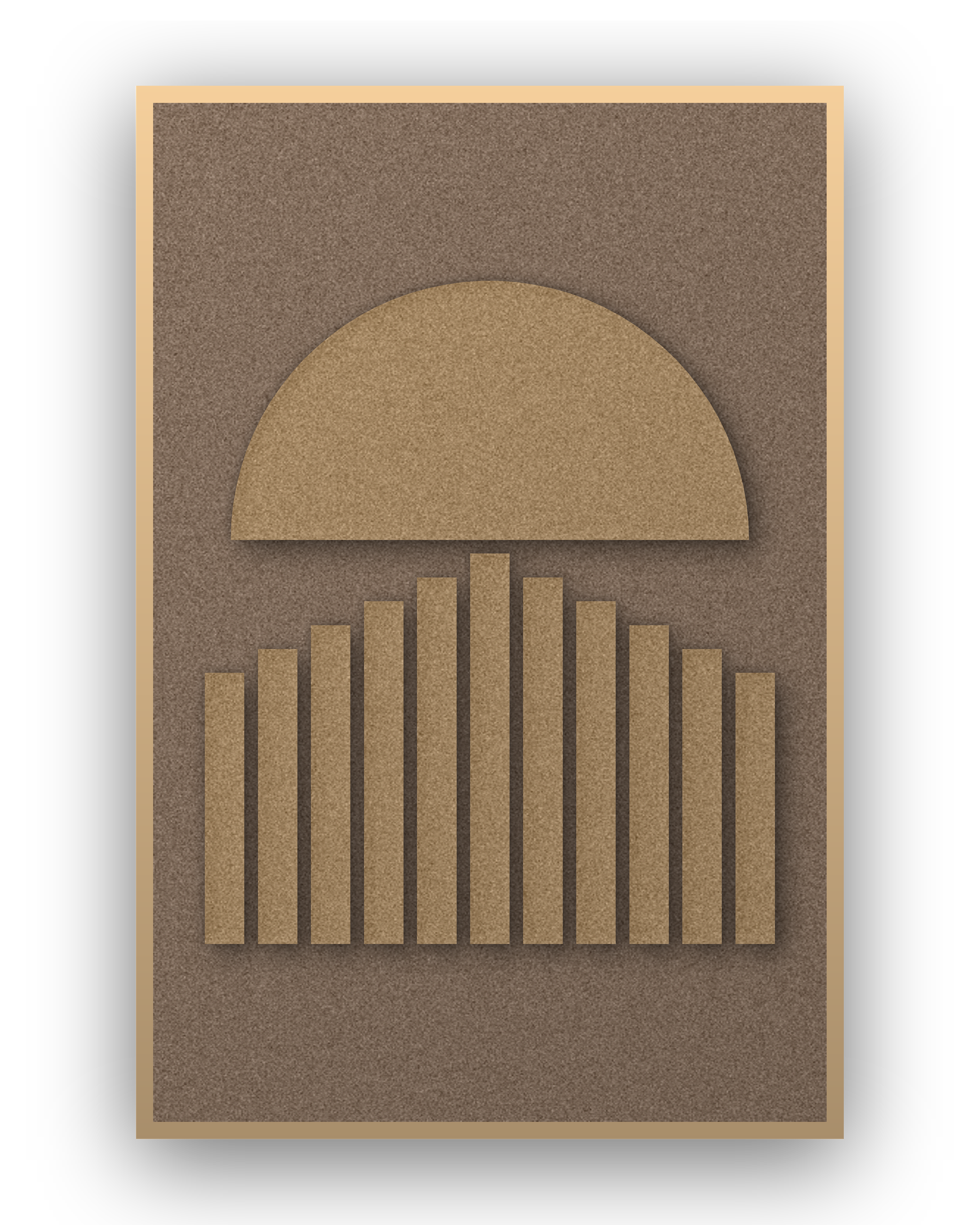 Panneau en feutre acoustique Sunset Stripes Latte, cadre caisse naturel