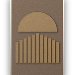 Panneau en feutre acoustique Sunset Stripes Latte avec cadre caisse blanc, détouré