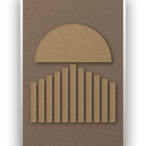 Panneau en feutre acoustique Sunset Stripes Latte avec cadre caisse blanc, détouré