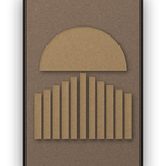 Panneau en feutre acoustique Sunset Stripes Latte avec éléments appliqués brun latte sur brun café, cadre caisse noir