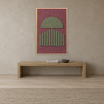 Panneau en feutre Sunset Stripes Wine avec cadre caisse naturel au mur