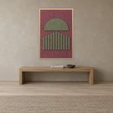 Panneau en feutre Sunset Stripes Wine avec cadre caisse naturel au mur