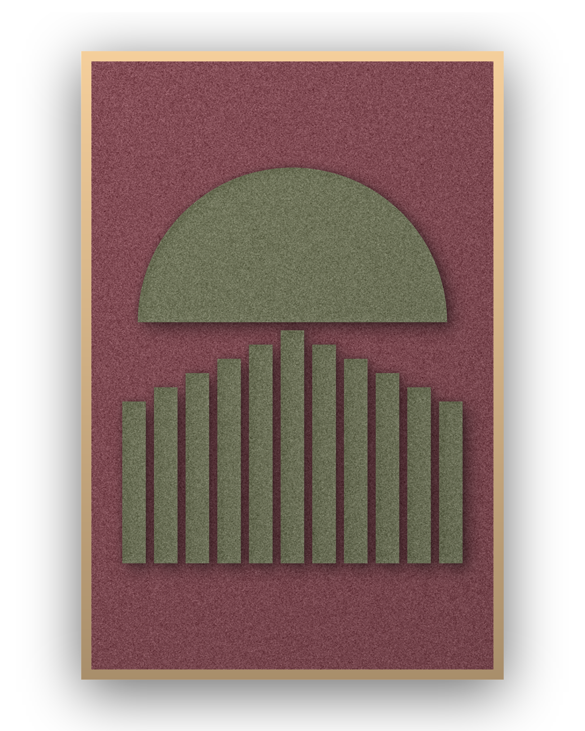Panneau en feutre acoustique Sunset Stripes Wine, cadre caisse naturel
