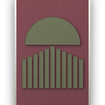 Panneau en feutre acoustique Sunset Stripes Wine avec cadre caisse blanc, détouré