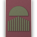 Panneau en feutre acoustique Sunset Stripes Wine avec cadre caisse blanc, détouré