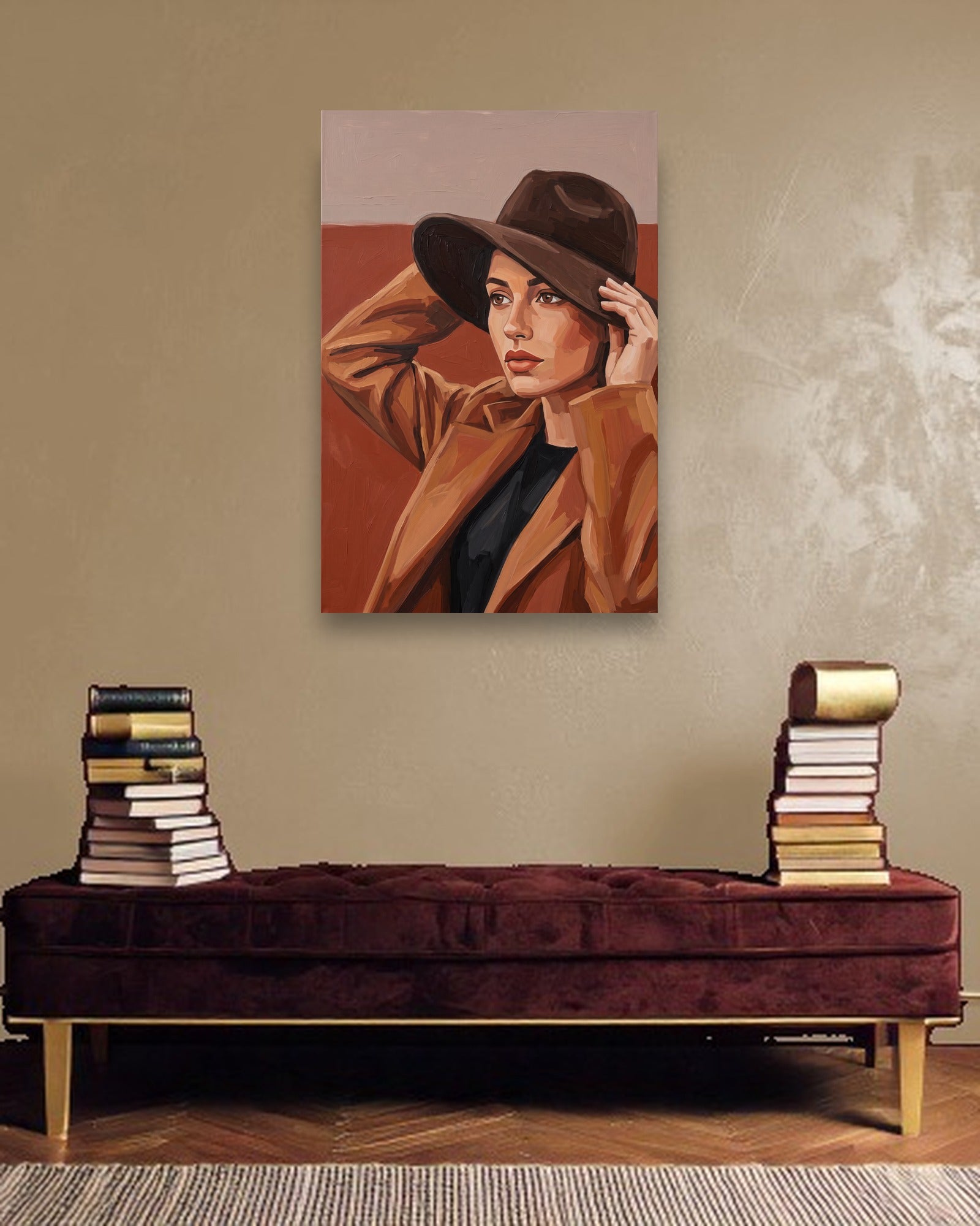 Terracotta Gaze sfeerbeeld zonder lijst in moderne luxe interieur