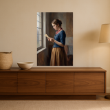 The Quiet Letter van Wandkraft op canvas zonder lijst, vlak aan de muur, in een warm, licht interieur.
