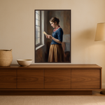 The Quiet Letter van Wandkraft op canvas in wenge baklijst, in een warm, licht interieur.