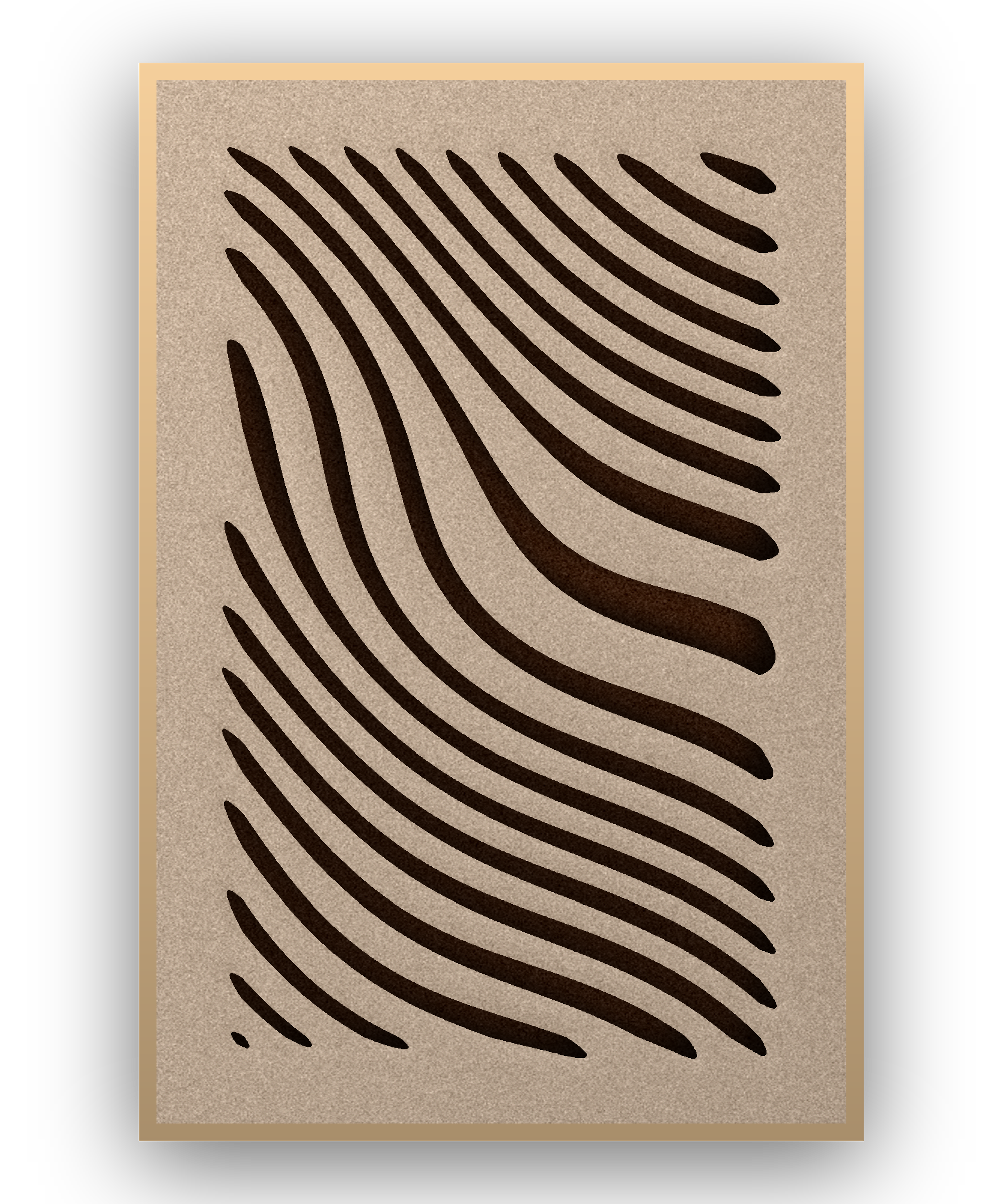 Tidal Stripes Akustikfilz-Paneel mit Schattenfugenrahmen in Natur, freigestellt