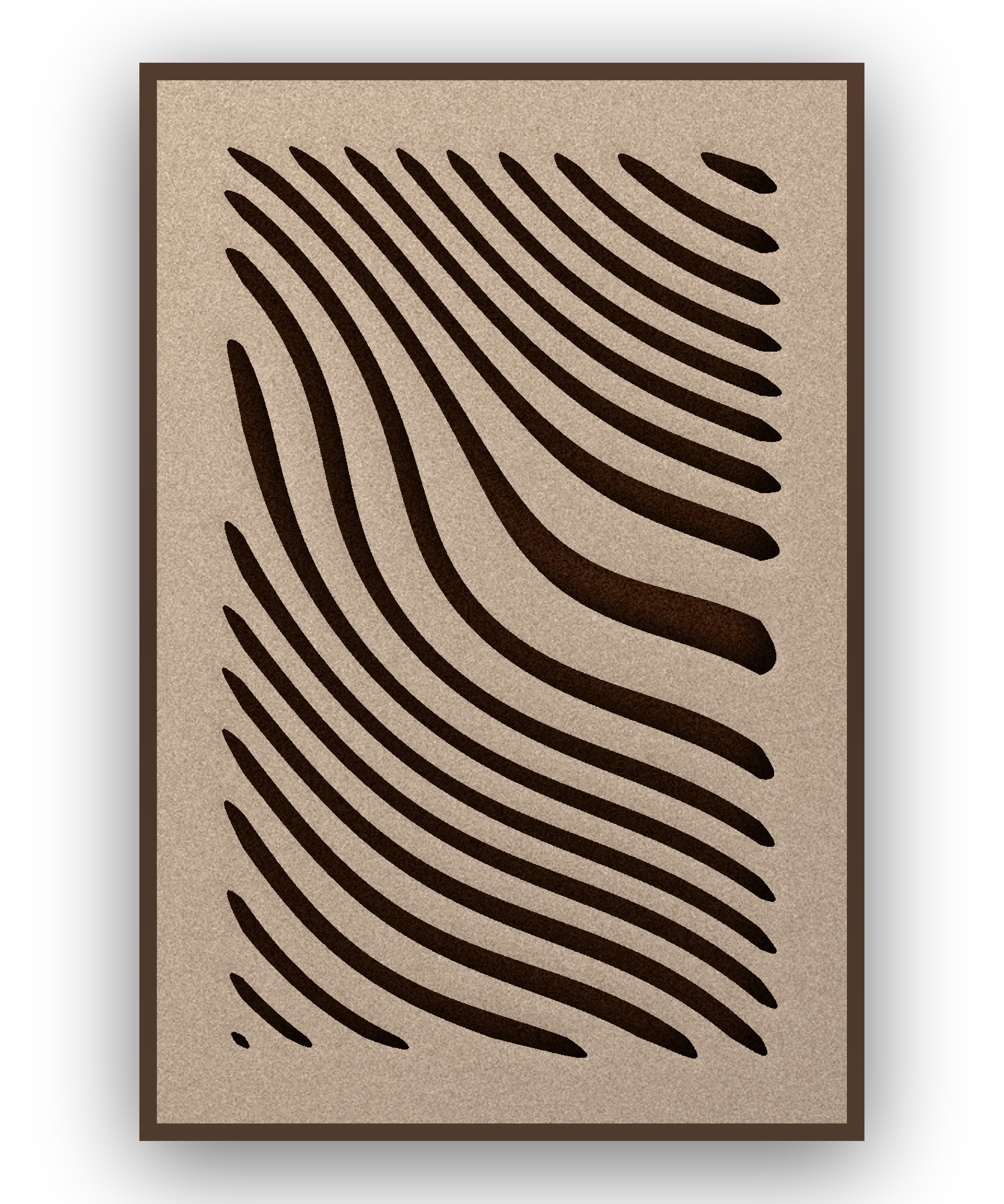 Tidal Stripes Akustikfilz-Paneel mit Schattenfugenrahmen in Kastanie, freigestellt