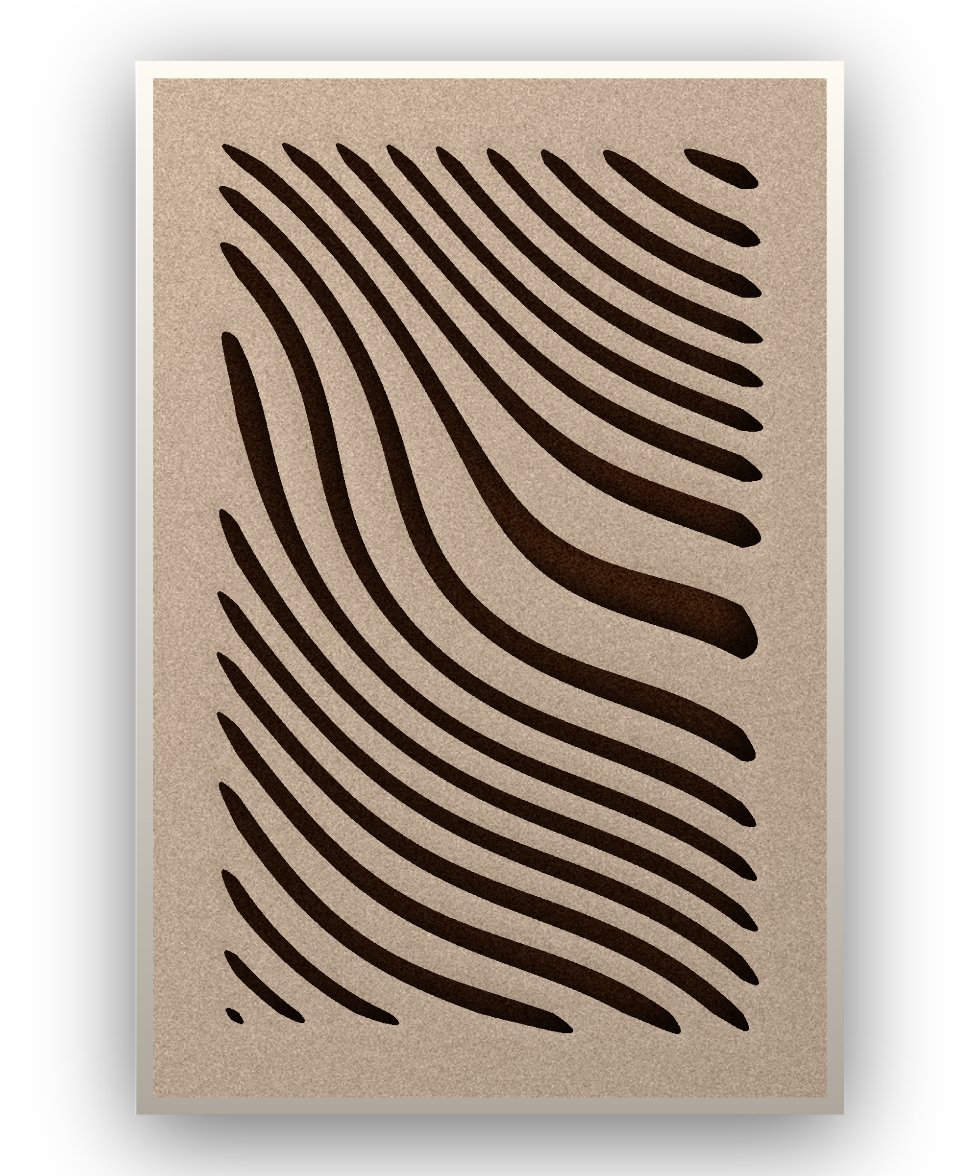 Tidal Stripes Akustikfilz-Paneel mit weißem Schattenfugenrahmen, freigestellt