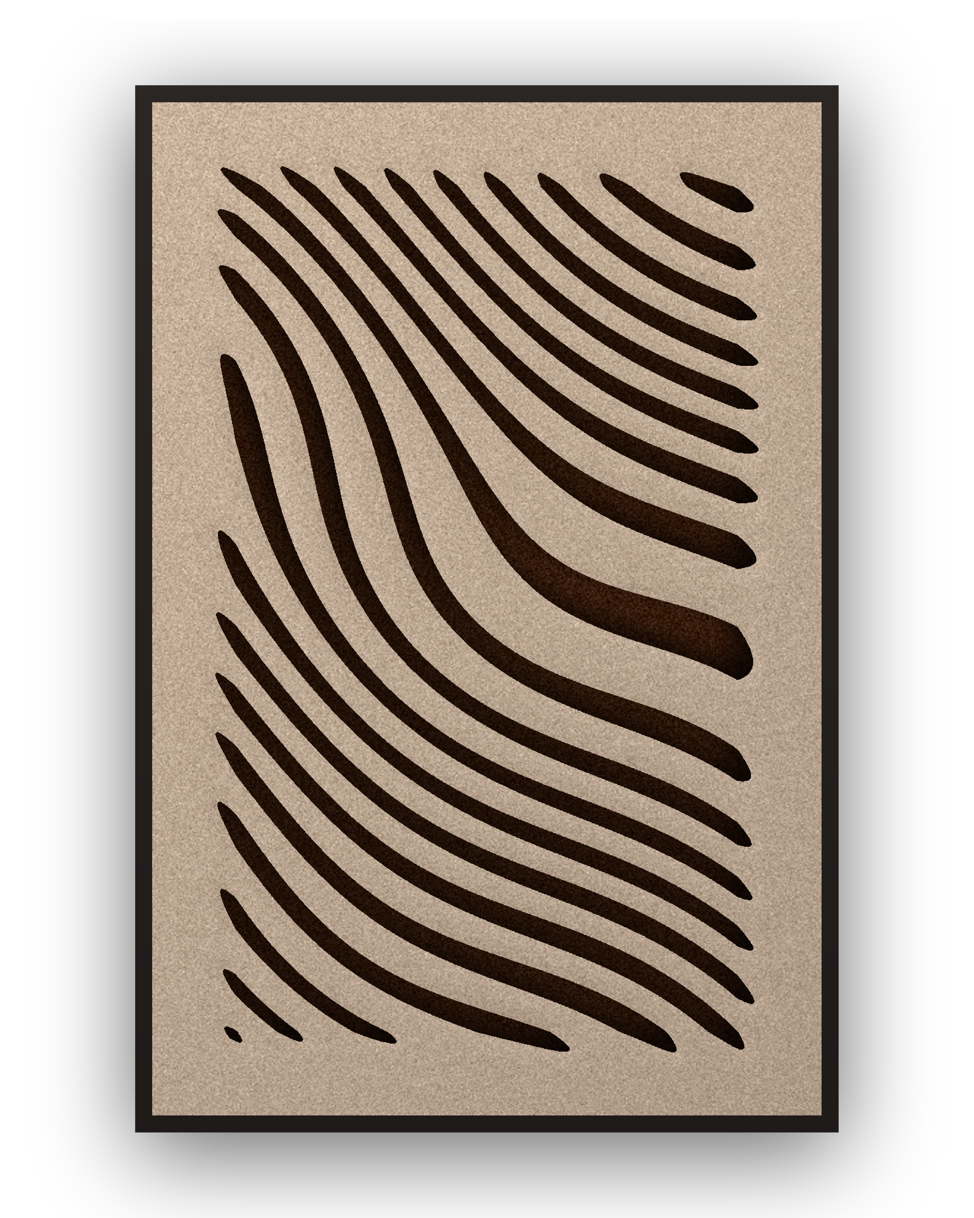 Tidal Stripes akoestisch viltpaneel met zwarte baklijst, vrijstaand