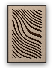 Tidal Stripes Akustikfilz-Paneel mit schwarzem Schattenfugenrahmen, freigestellt