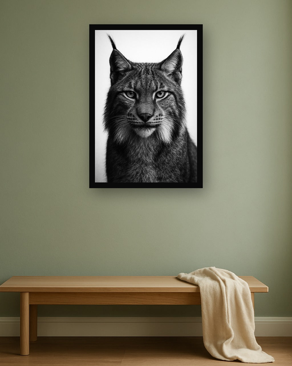 Tufted Light interieur mockup met zwarte lijst