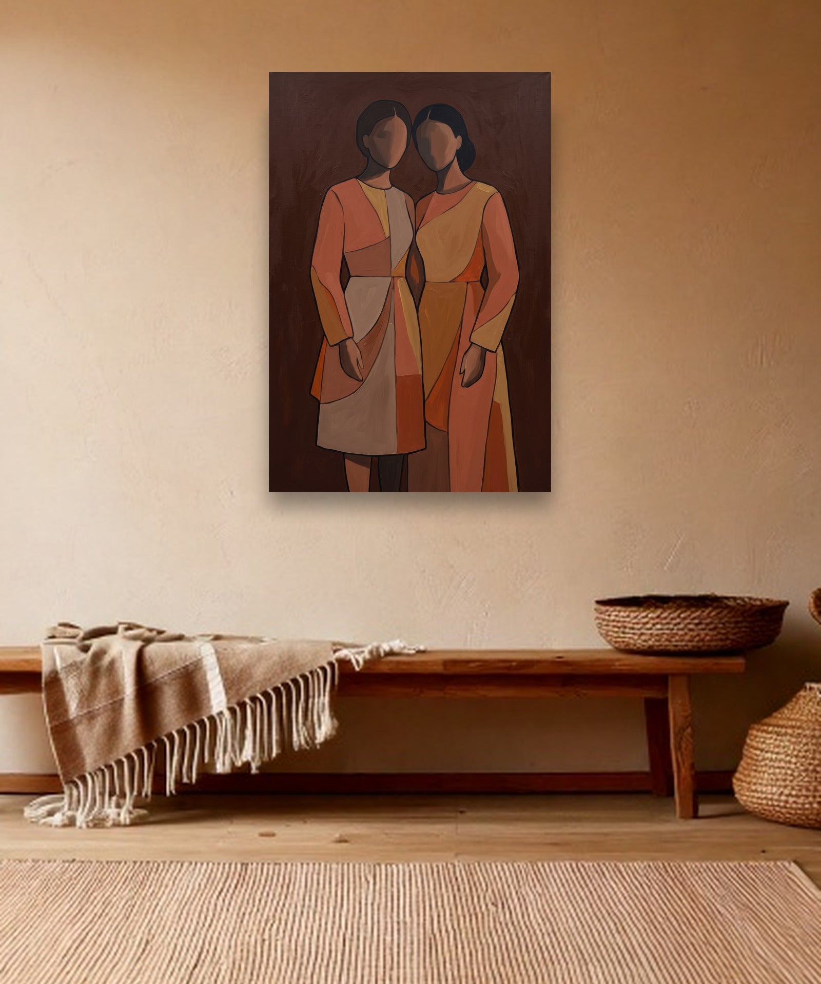 Two Sisters sfeerbeeld zonder lijst in bohemien interieur