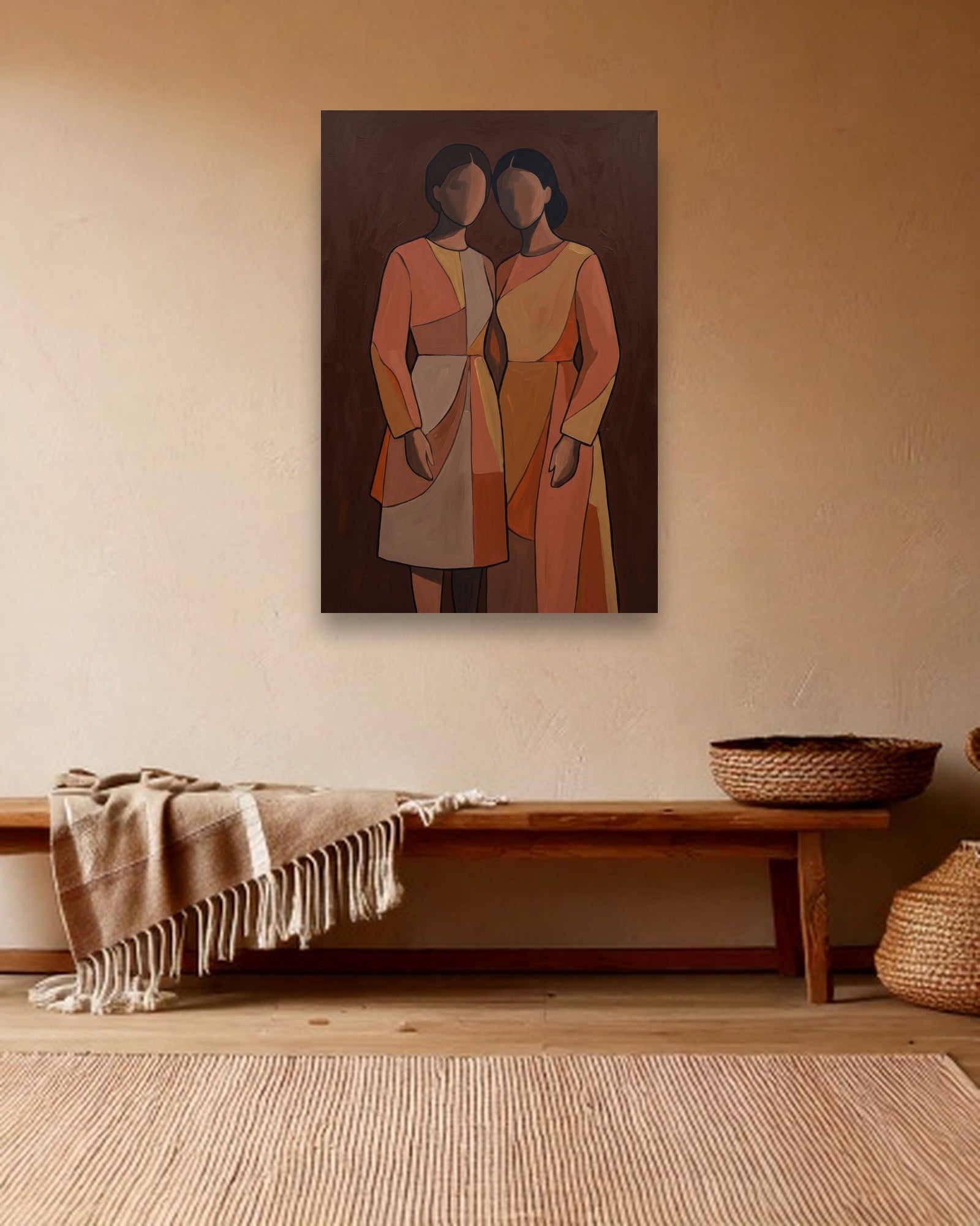 Two Sisters Stimmungsbild ohne Rahmen im Boho Interieur