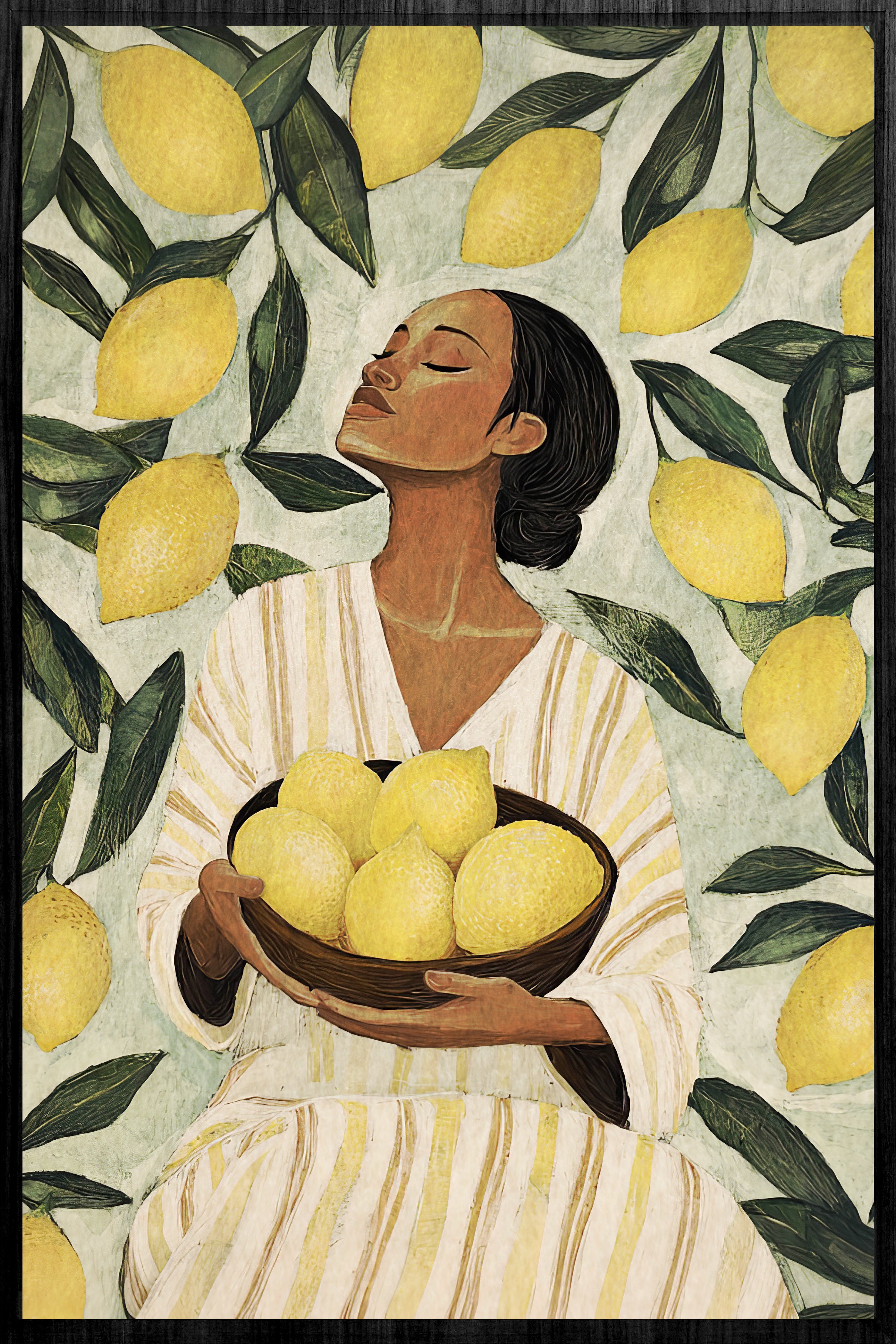 Citrus Serenity Walldecoration Wandkraft Canvas 40x60 cm Baklijst Zwart
