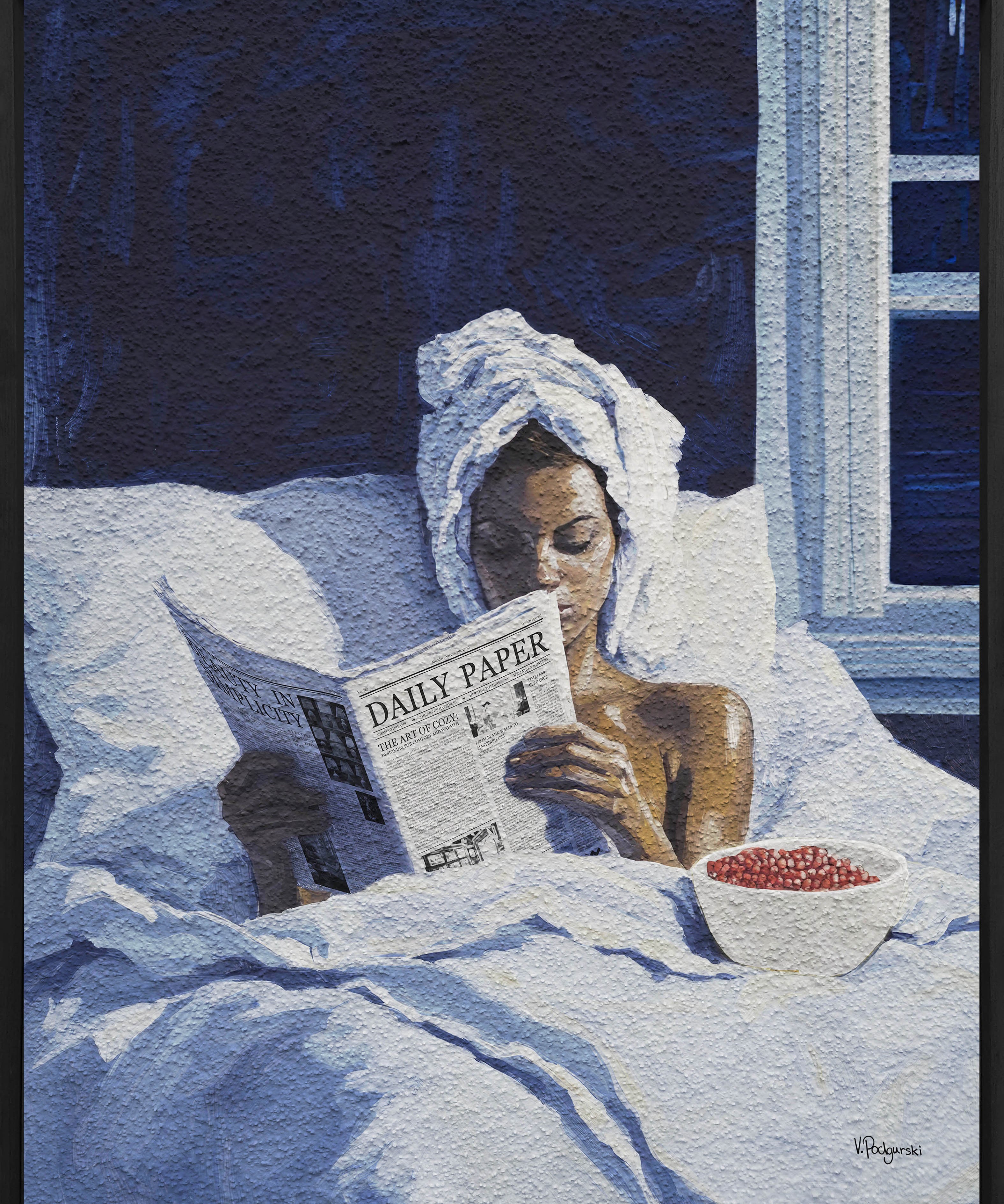Morning Indulgence Walldecoration Wandkraft Structure Art 80x100 cm Baklijst Zwart