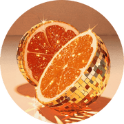 Décoration murale Wandkraft : orange en tranches aux carreaux disco dorés, art mural frais et coloré au style moderne. pour un intérieur élégant
