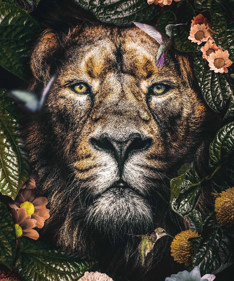 Lion Walldecoration Wandkraft 70x118 cm