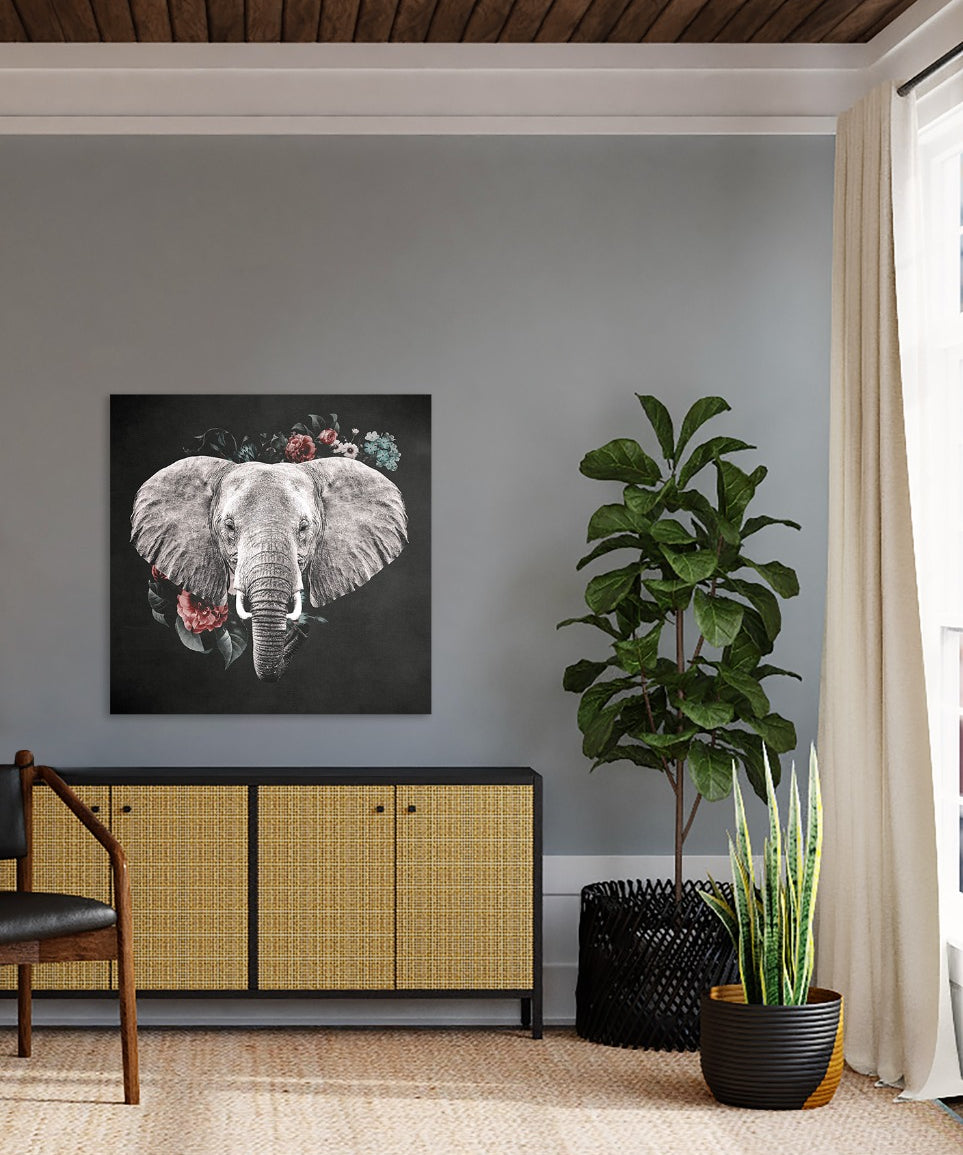 Elephant with Flowers Walldecoration Wandkraft