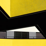 Décoration murale Wandkraft : décoration murale aux formes géométriques jaunes et noires marquées, style urbain, design moderne et puissant de Wandkraft. pour un intérieur élégant