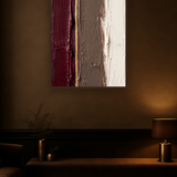 Velvet Silence van Wandkraft op canvas in wenge baklijst, in een verfijnd dark-luxury interieur.