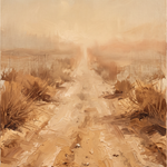 Warm Coast - geschilderd duinlandschap zandpad wanddecoratie
