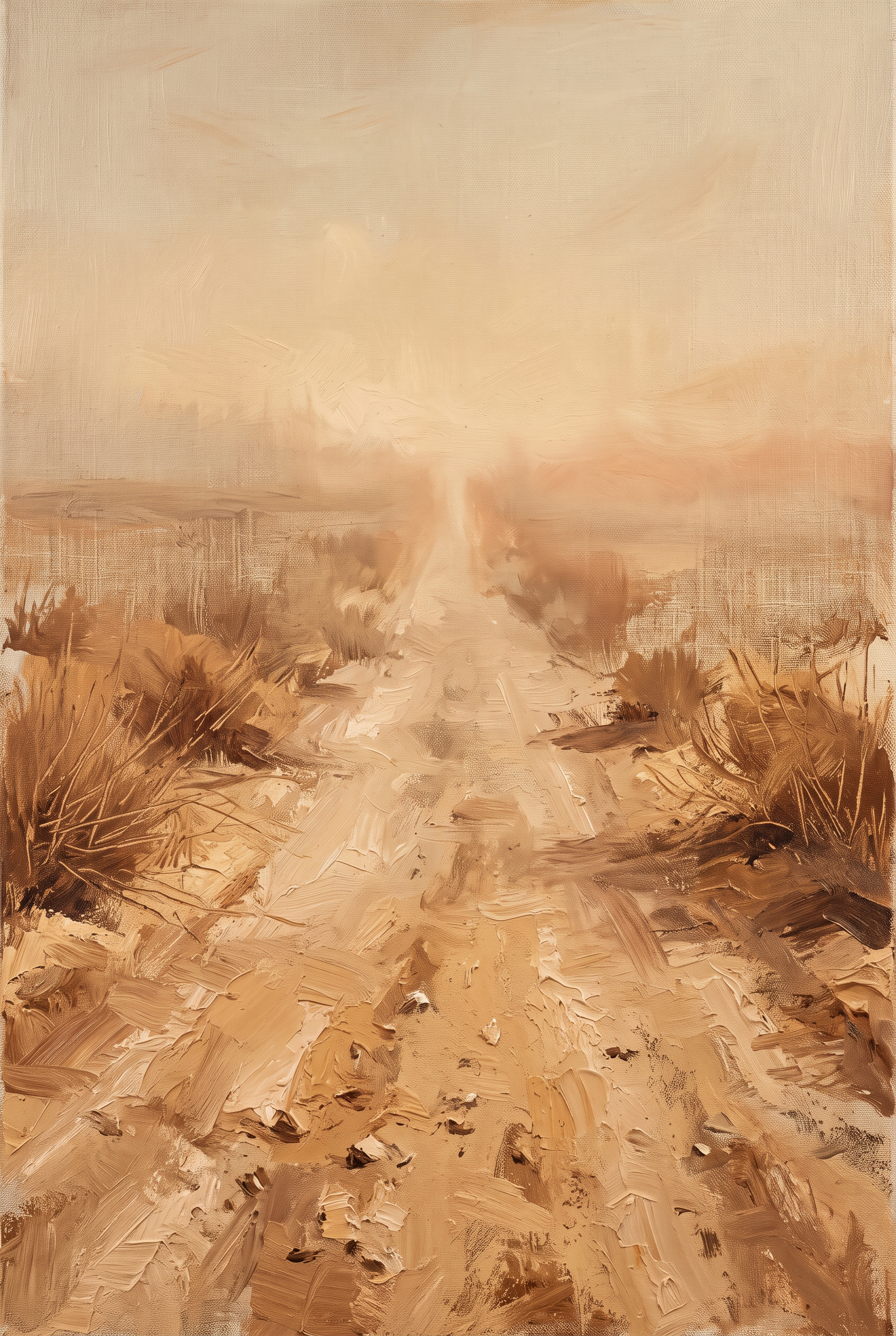Warm Coast - geschilderd duinlandschap zandpad wanddecoratie