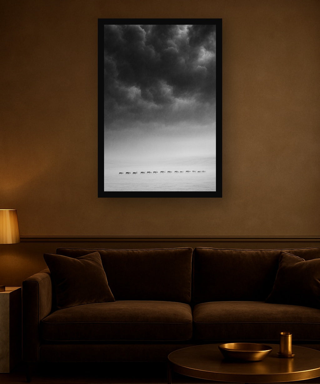 White Passage interieur mockup met zwarte lijst