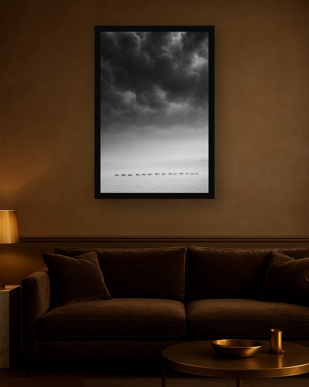 White Passage interieur mockup met zwarte lijst