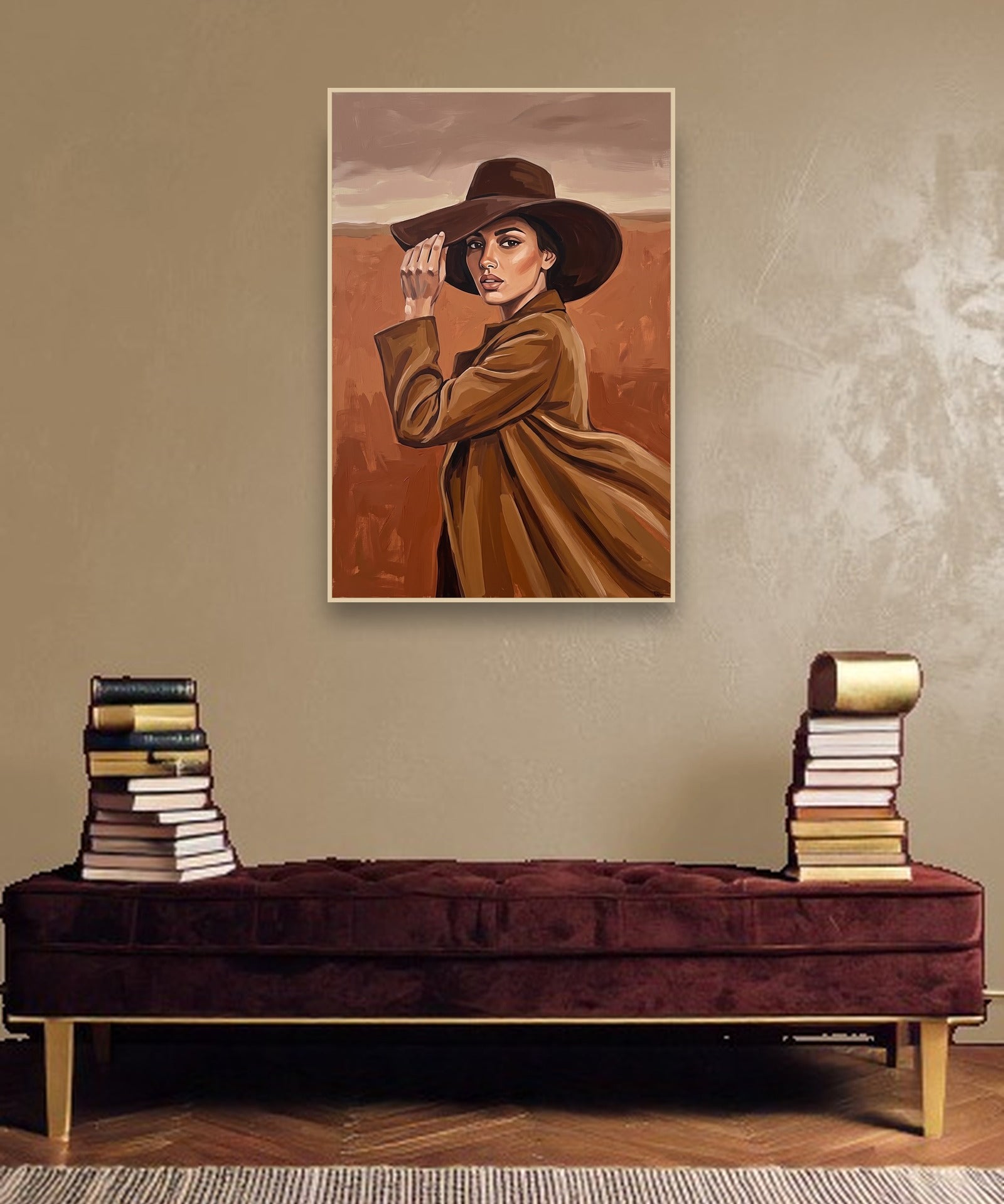 Windswept Brim sfeerbeeld met blanke houten lijst in moderne luxe interieur