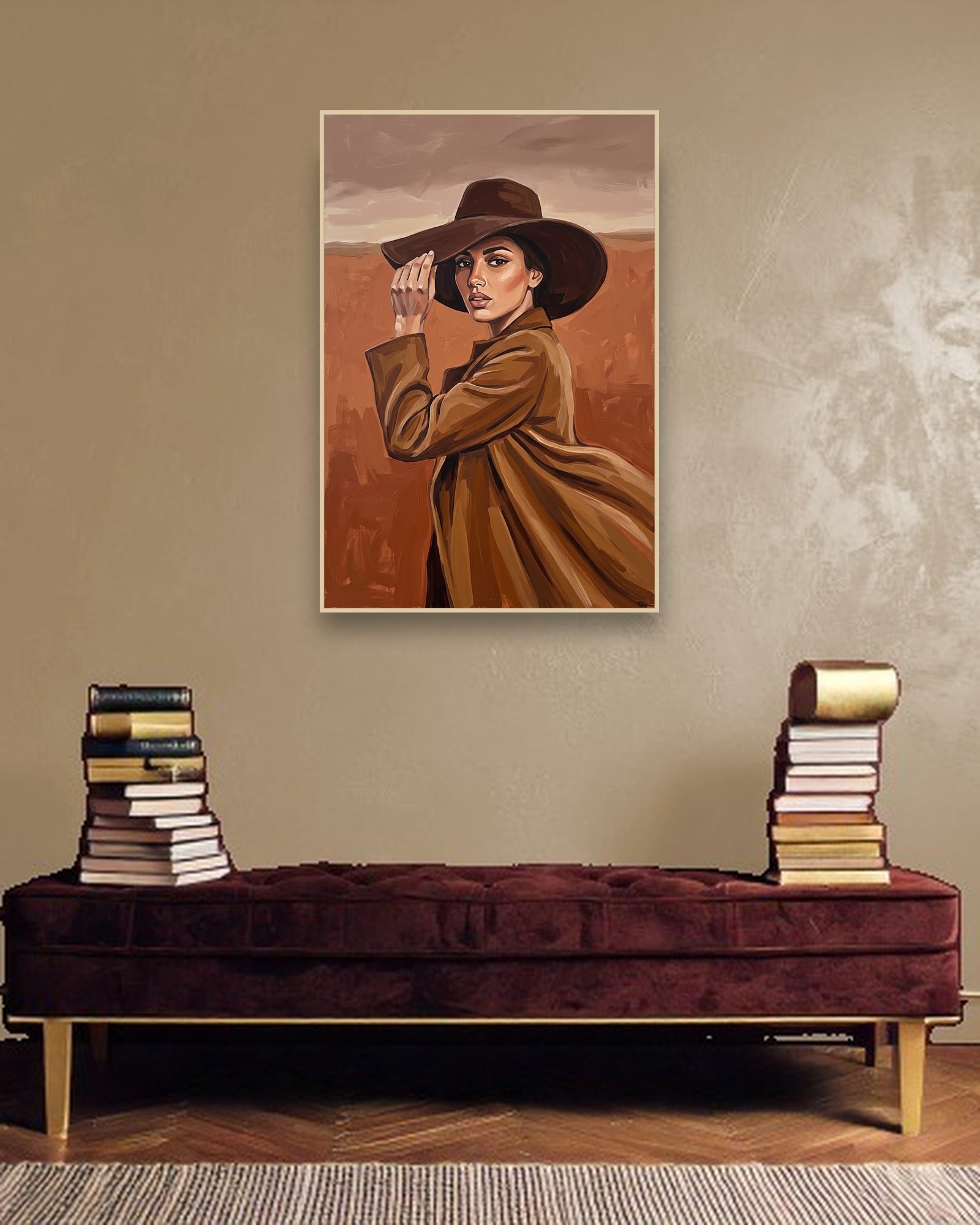 Windswept Brim sfeerbeeld met blanke houten lijst in moderne luxe interieur