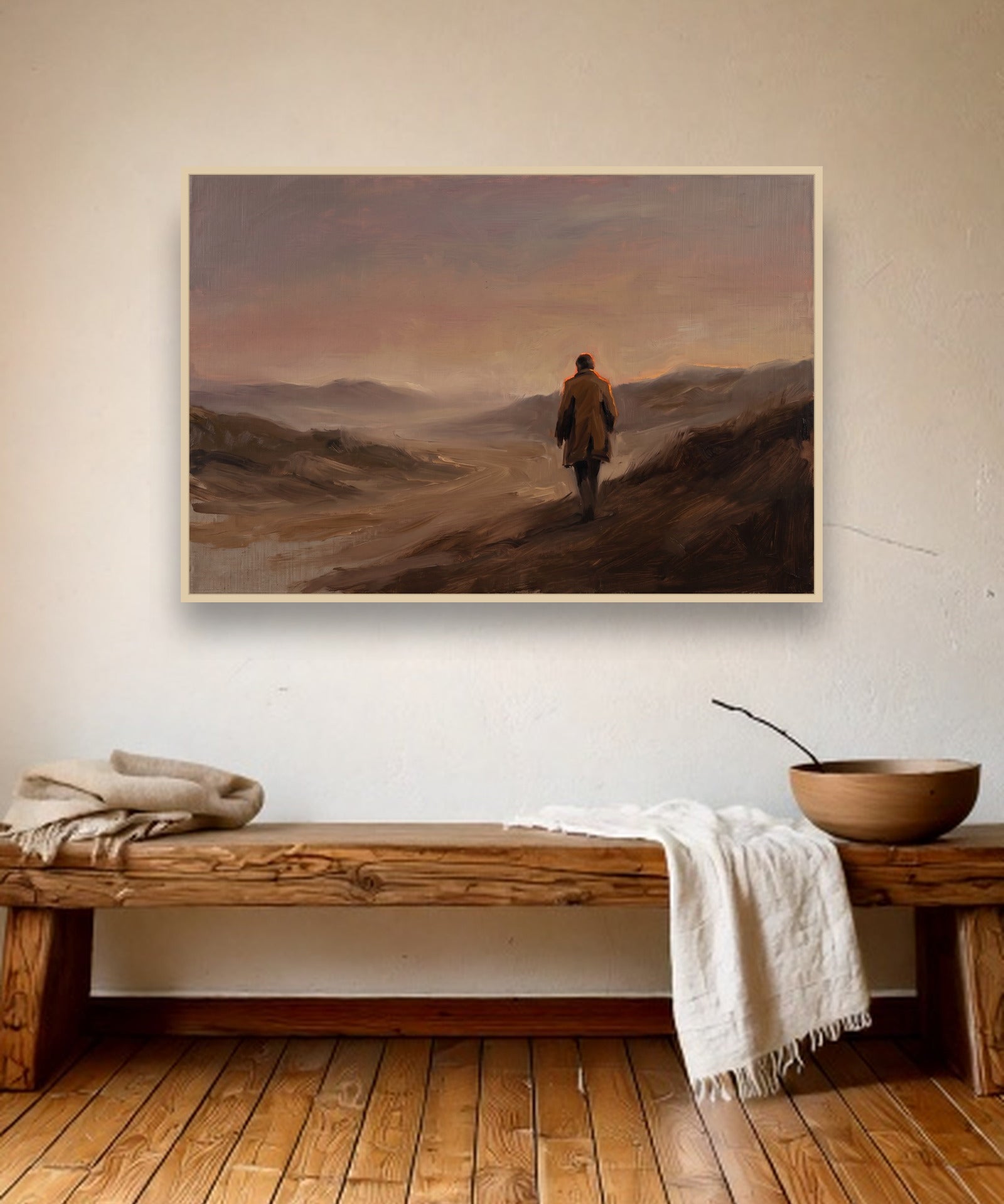Windswept Path sfeerbeeld met blanke houten lijst in landelijk interieur