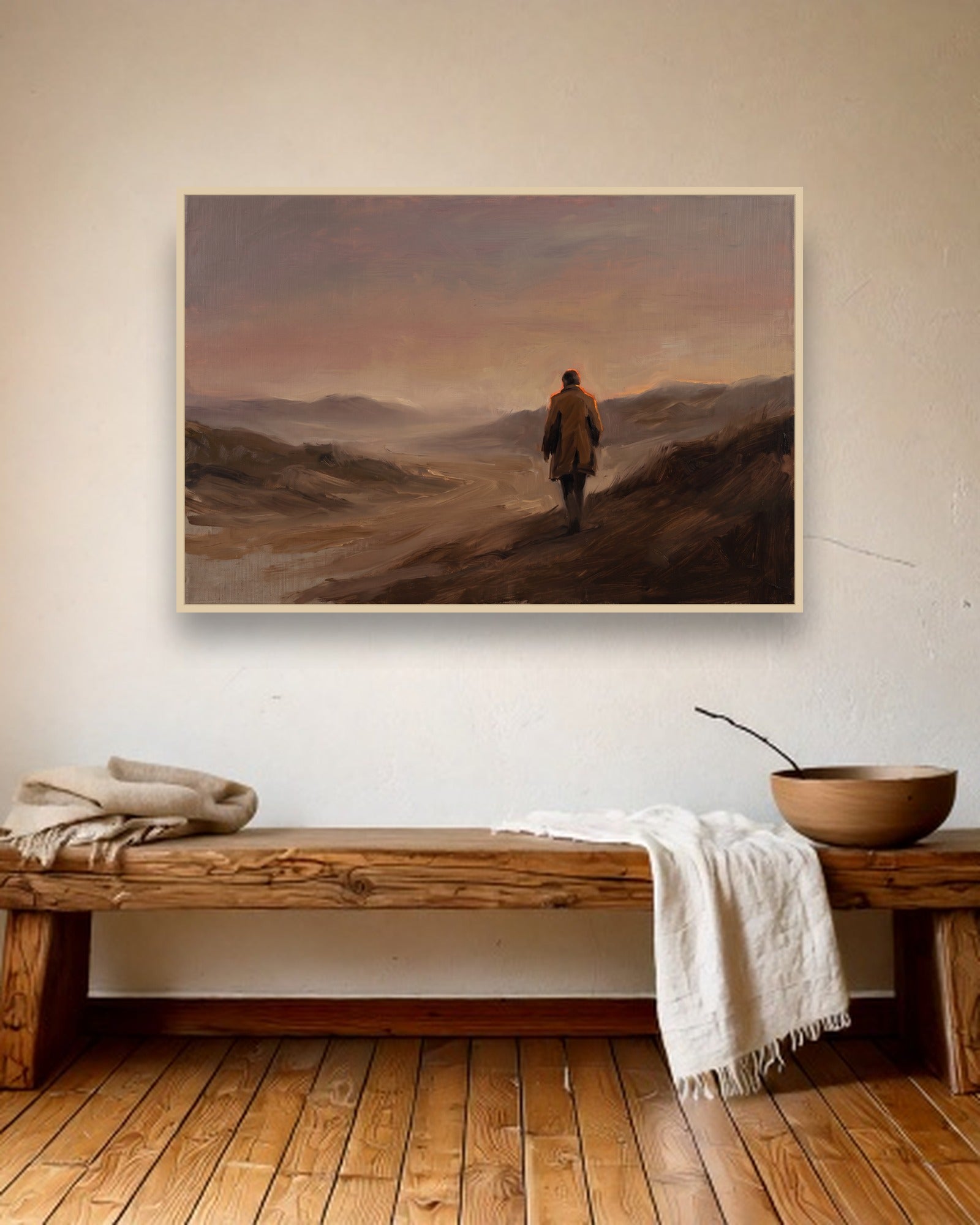 Windswept Path sfeerbeeld met blanke houten lijst in landelijk interieur