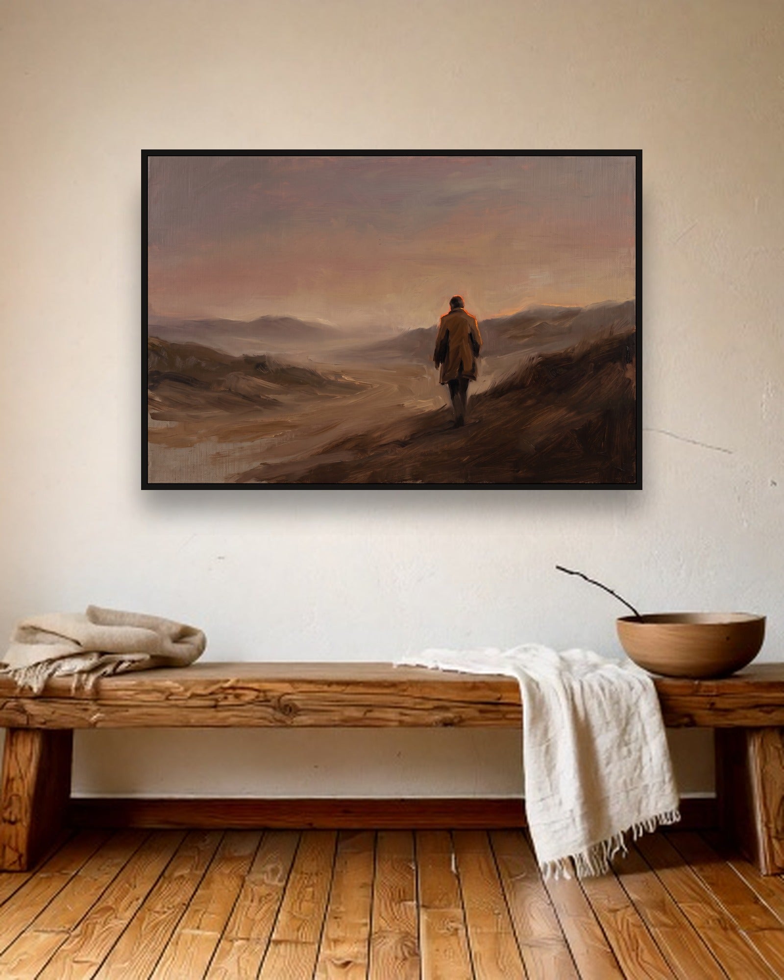 Windswept Path sfeerbeeld met zwarte baklijst in landelijk interieur