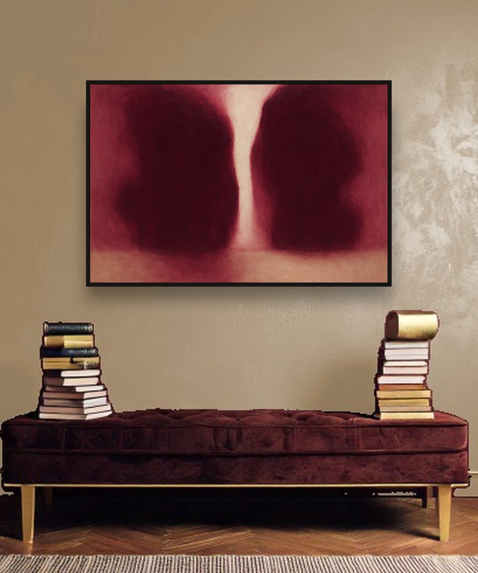 Wine Shadow ambiance avec cadre caisse noir dans un intérieur de luxe moderne