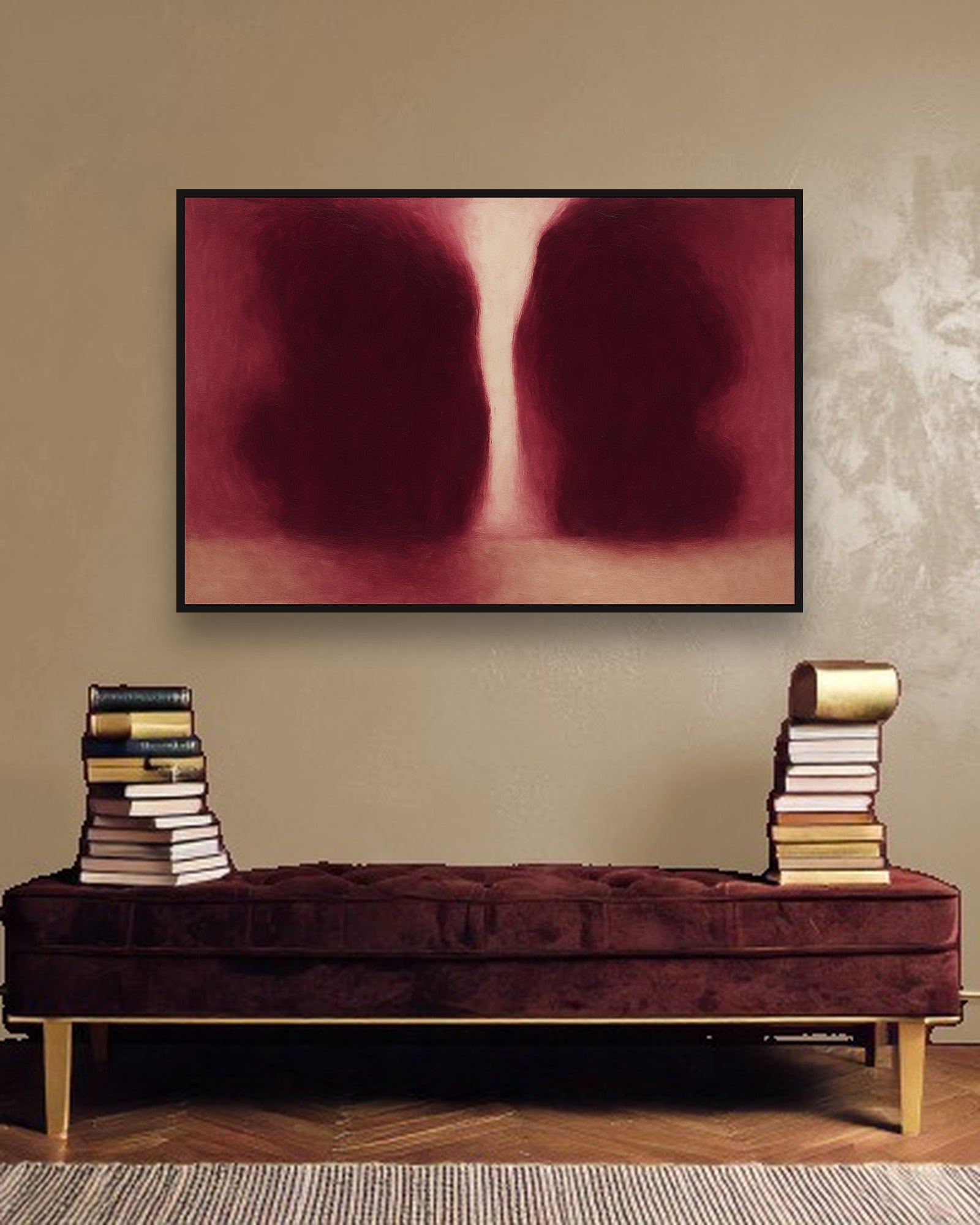 Wine Shadow ambiance avec cadre caisse noir dans un intérieur de luxe moderne