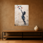 Wings of Wonder van Wandkraft op canvas zonder lijst, vlak aan de muur, in een stoere loft.