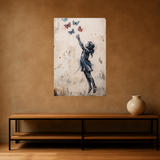 Wings of Wonder van Wandkraft op canvas zonder lijst, vlak aan de muur, in een stoere loft.