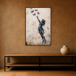 Wings of Wonder van Wandkraft op canvas in wenge baklijst, in een stoere loft.