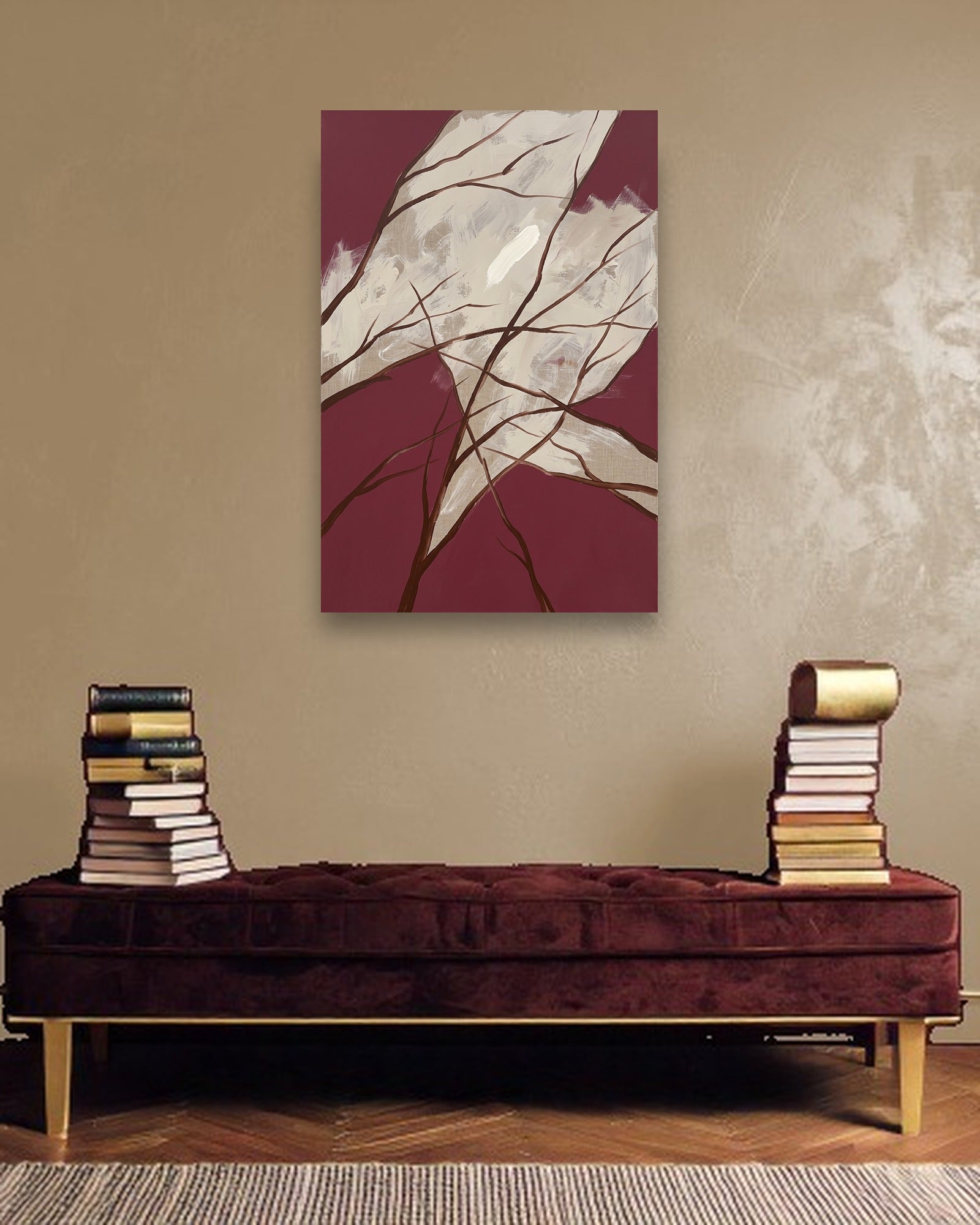 Winter Branches Stimmungsbild ohne Rahmen im modernen Interieur
