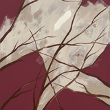 Winter Branches - grafische wintertakken op bordeauxrood, Wandkraft