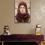 Winter's Breath Stimmungsbild mit schwarzem Schattenfugenrahmen im modernen Interieur
