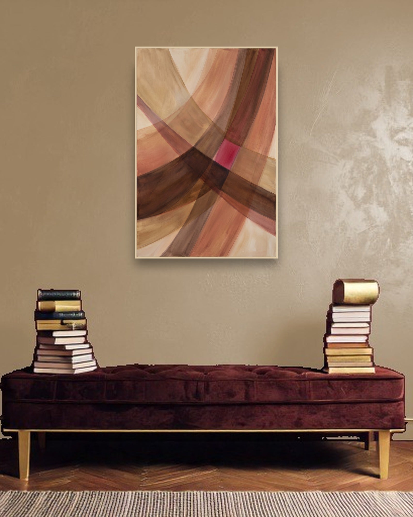 Woven Light ambiance avec cadre en bois clair dans un intérieur de luxe moderne