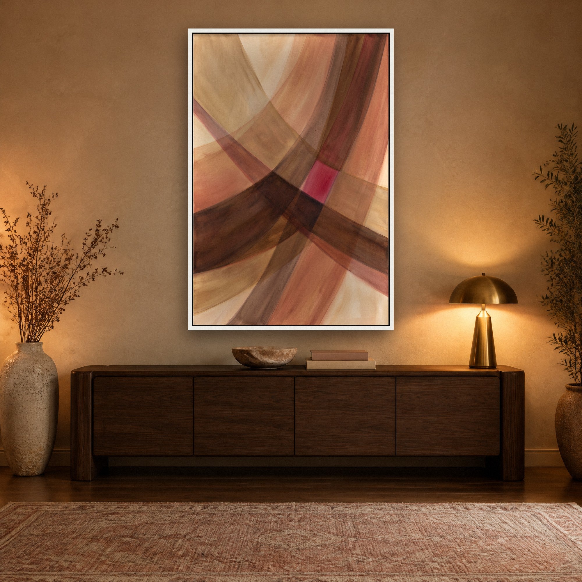 Woven Light sfeerbeeld met witte baklijst in een warme hal