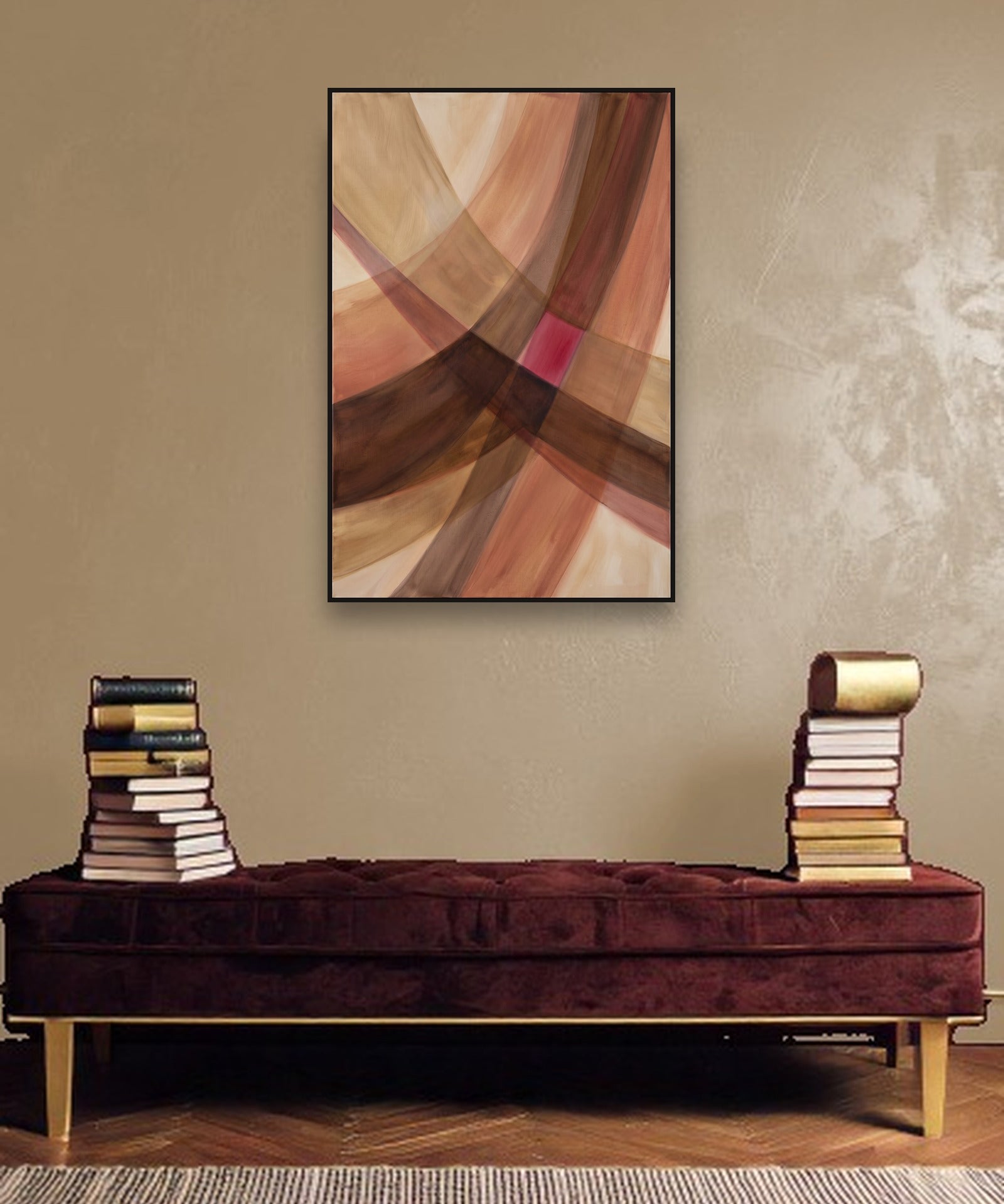 Woven Light ambiance avec cadre caisse noir dans un intérieur de luxe moderne