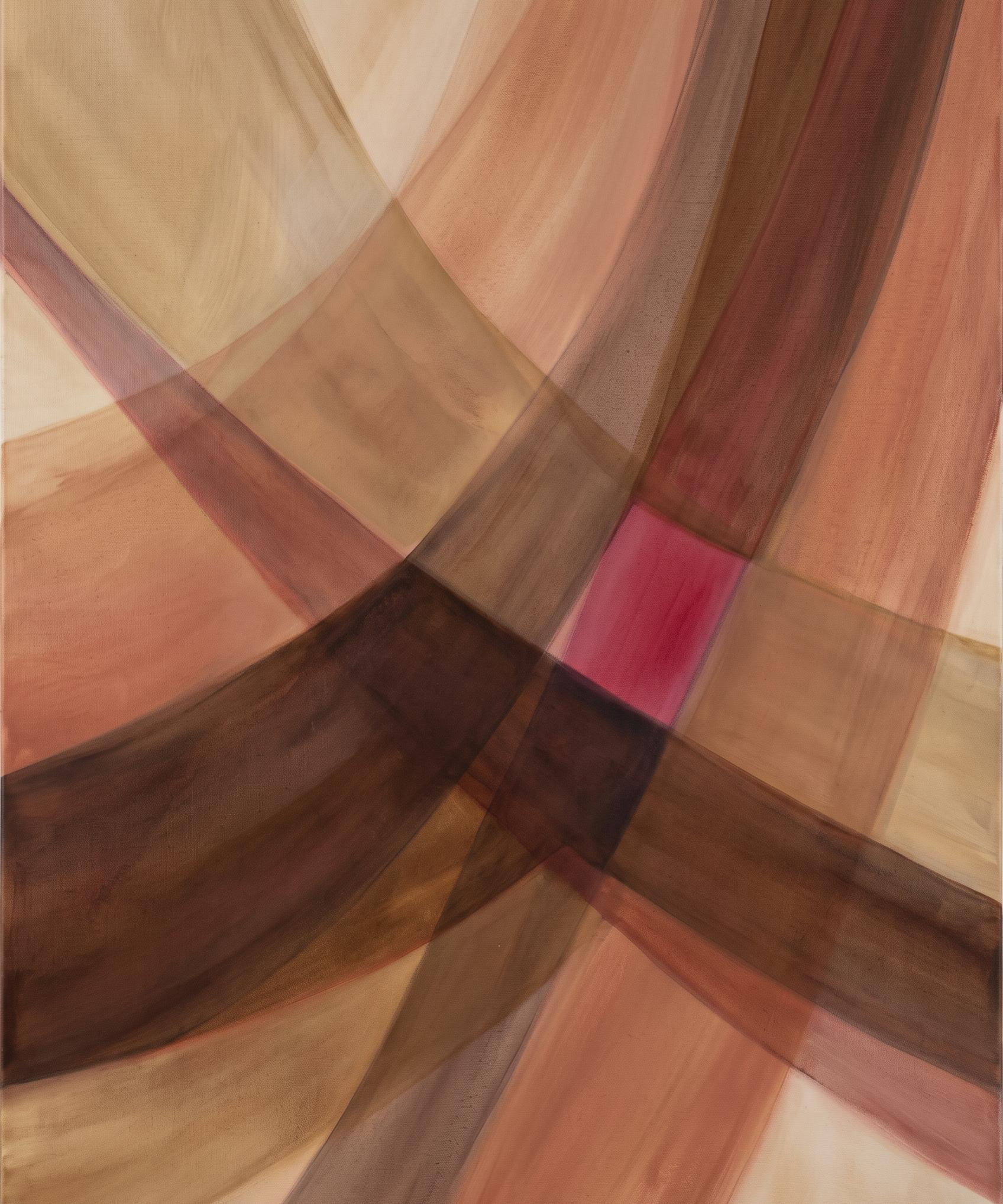 Woven Light - abstract kleurweefsel in roze en bruin, Wandkraft